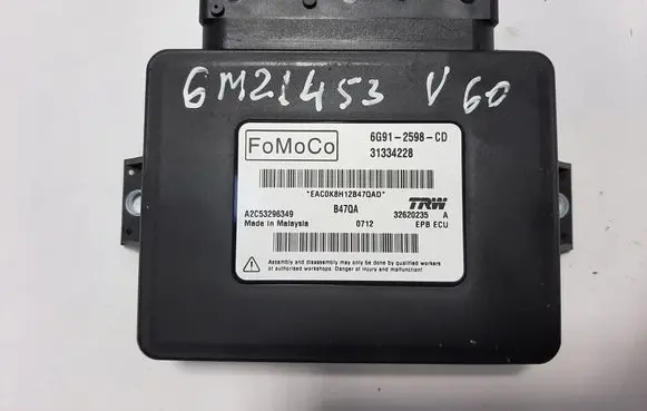 Volvo V60 Rear brake EMF control unit/module 6G912598CD 31334228