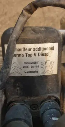 Citroen C5 Auxiliary pre-heater (Webasto) 9684520680 20080603