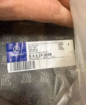 Mercedes-Benz R W251 Rear floor mat B66290098