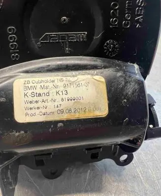 BMW 5 F10 F11 Cup holder front 51169171560