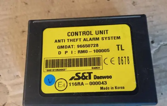 Chevrolet Aveo Alarm control unit/module 96650728 RM0100005 116RA000043