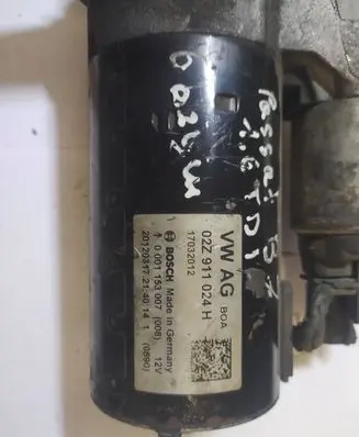 Volkswagen PASSAT B7 Starter motor 02Z911024H 0001153007