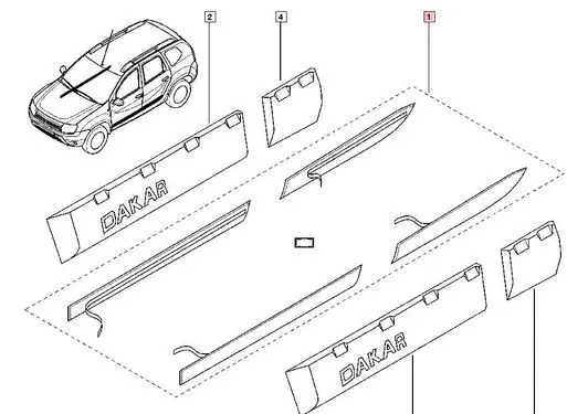 Dacia Duster Front door trim (molding) 808725725R