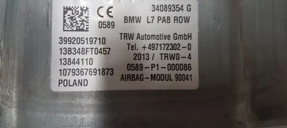 BMW 3 F30 F35 F31 Passenger airbag 34089354 39920519710