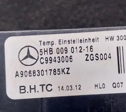 Mercedes-Benz Sprinter W906 Climate control unit 5HB00901216 A9068301785KZ C9943006