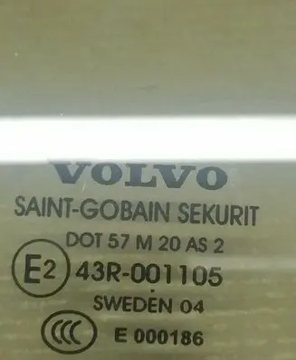 Volvo V50 Front door window glass four-door DOT57M20AS2 43R001105 E000186