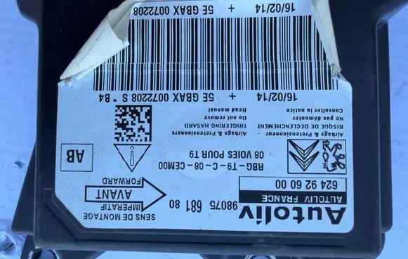 Peugeot 308 Airbag control unit/module 9807568180