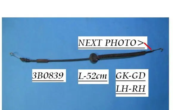 Volkswagen PASSAT B5 Rear door cable line 3B0839
