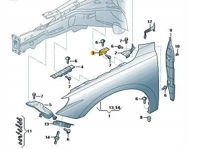 Audi A1 Fender mounting bracket 82A821328