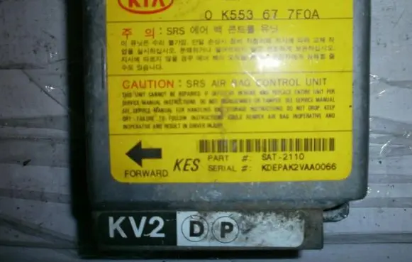 KIA Carnival Airbag control unit/module 0K553677F0A