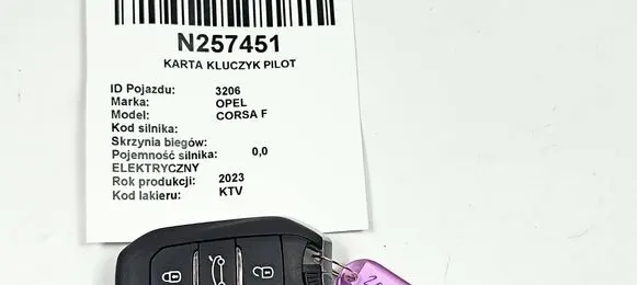 Opel Corsa F Ignition key/card 