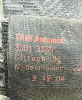 Citroen C3 Front seatbelt 33013365