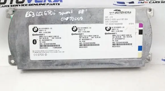 BMW 6 E63 E64 Bluetooth control unit module 9199975