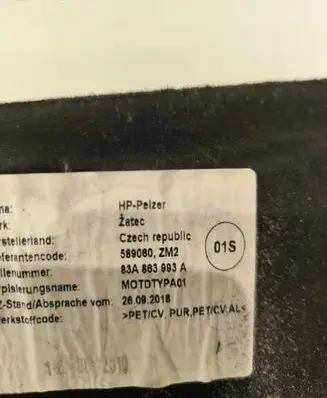 Audi Q3 8U Heat shield in engine bay 83A863993a 589060ZM2