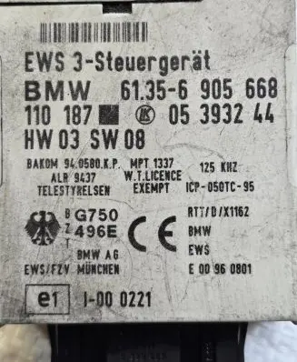 BMW 5 E39 Immobilizer control unit/module 61356905668 05393244 110187