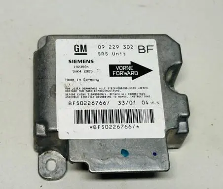 Opel Astra G Airbag control unit/module 09229302 BFS0226766 5WK42925