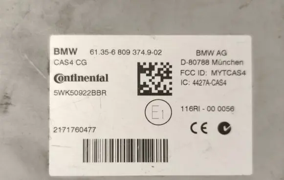 BMW 5 F10 F11 CAS control unit/module 6809374 5WK50922BBR 2171760477