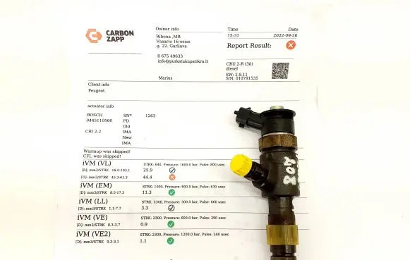 Peugeot 208 Fuel injector 0445110566