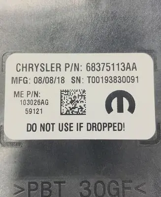 Chrysler Pacifica Video control module 68375113AA 103026AG T00193830091