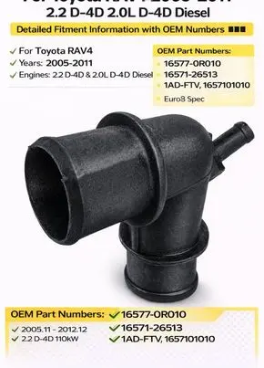 Toyota RAV 4 (XA30) Engine coolant pipe/hose 165770R010