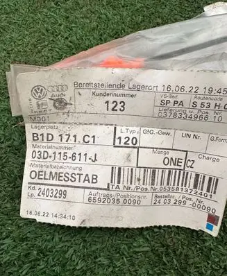Seat Ibiza III (6L) Oil level dip stick 03D115611J