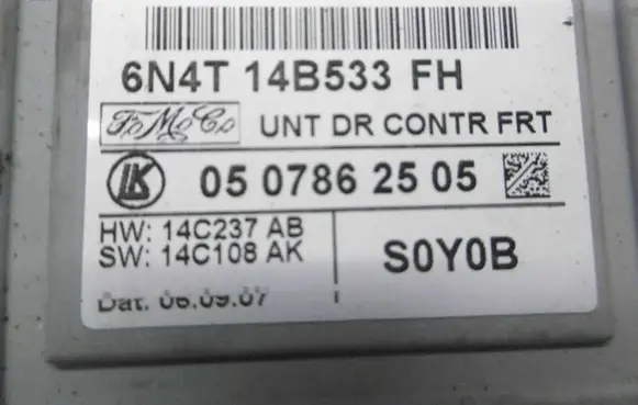 Ford Focus Door control unit/module 6N4T14B533FH 0507862505 50786250