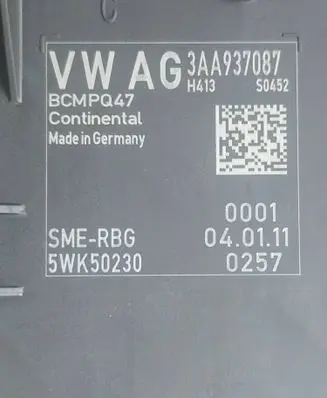 Volkswagen PASSAT B7 Comfort/convenience module 3AA937087 BCMPQ47 5WK50230