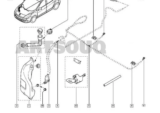 Renault Fluence Windshield washer fluid reservoir/tank 289103155R