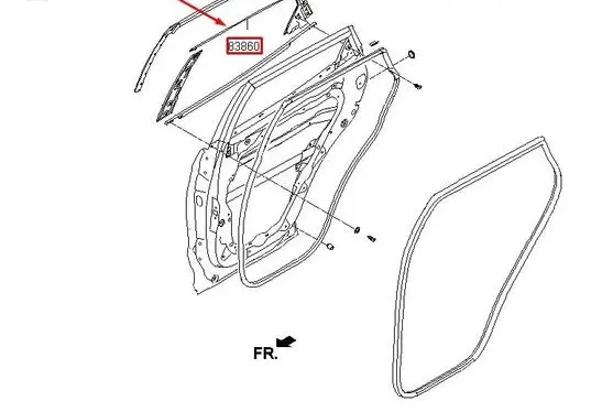 Hyundai Santa Fe Rear door windshield rail 838602W000