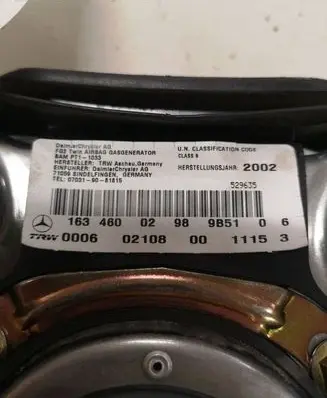 Mercedes-Benz ML W163 Steering wheel airbag 16346002989B5106 0006021080011153