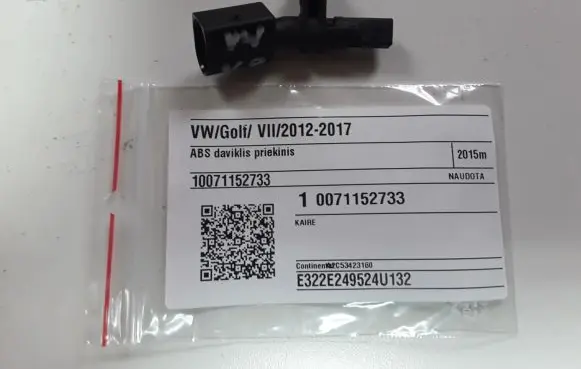 Volkswagen Golf VII ABS brake wheel speed sensor 10071152733