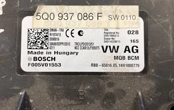 Volkswagen PASSAT B5 Comfort/convenience module 5Q0937086F F005V01553