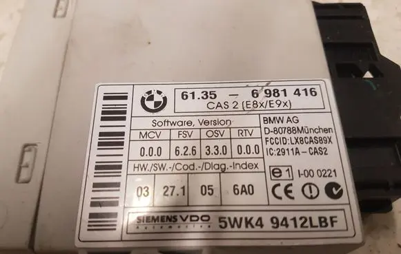 BMW 3 E90 E91 CAS control unit/module 61356981416 5WK49412LBF
