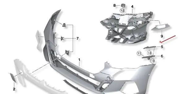 BMW 5 G60 G61 Front bumper mounting bracket 51119879293 9879293