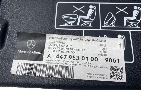 Mercedes-Benz V Class W447 Seat trim A4479530100 A44795301009051 4479530100