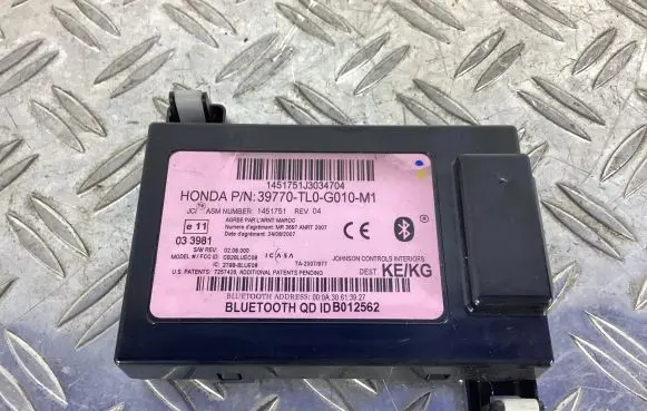 Honda Accord Bluetooth control unit module 39770TL0G010M1