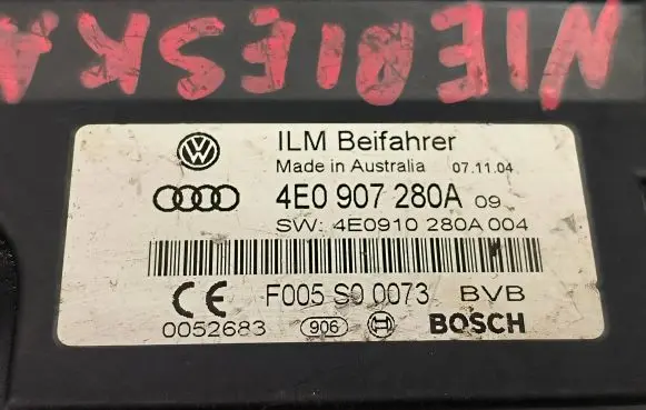 Audi A8 S8 D3 4E Other control units/modules 4E0907280A F005S00073 4E0910280A