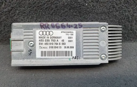 Audi A4 S4 B7 8E 8H Voice control module 4E0035753A 4E0910754S