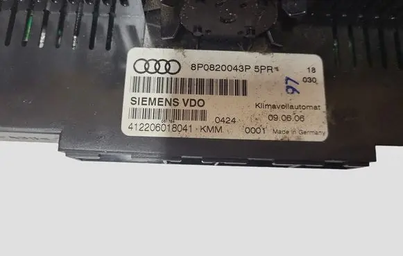Audi A3 S3 8P Climate control unit 8P0820043P 412206018041