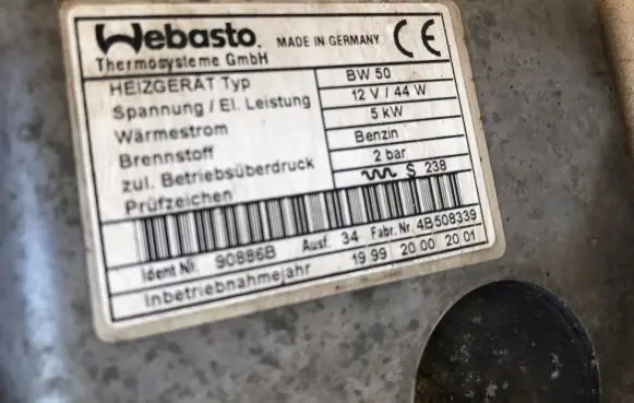 Volkswagen Bora Auxiliary pre-heater (Webasto) 90886B
