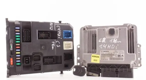 Citroen C3 Engine ECU kit and lock set 9806002180 9666952280 0281019828