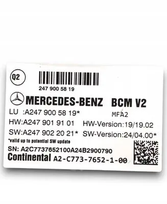 Mercedes-Benz B W247 Comfort/convenience module A2479005819w