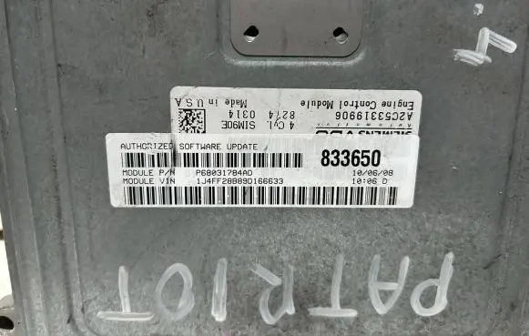 Jeep Patriot Engine control unit/module ECU P68031784AD 833650 9066T8890V
