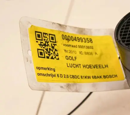 Volkswagen Golf VI Mass air flow meter 0281002735
