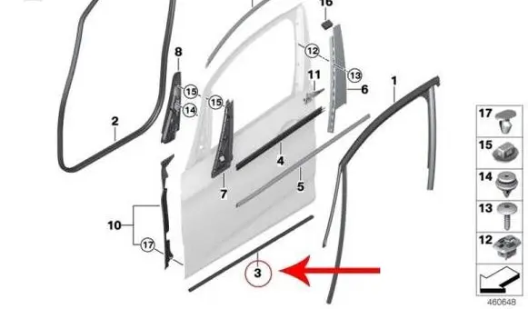 BMW 2 F46 Rubber seal front door (on door) 7298833