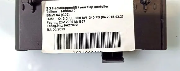 BMW X4 G02 Tailgate/trunk control unit/module 5A19DB2 61355A19DB2 9852925