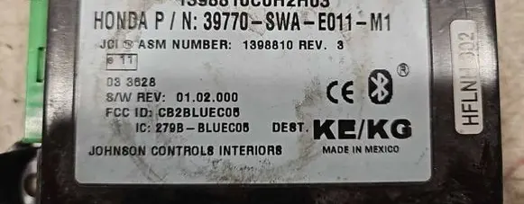 Honda CR-V Other control units/modules 39770SWAE011M1 1398810 1398810C