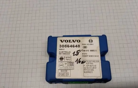 Volvo S40, V40 Immobilizer control unit/module 30864648 30862224 87213