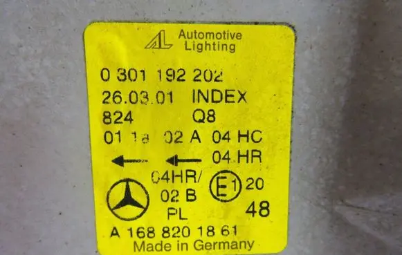 Mercedes-Benz A W168 Headlight/headlamp A1688201861