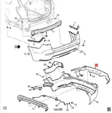 Chevrolet Captiva Rear bumper trim bar molding 95489524